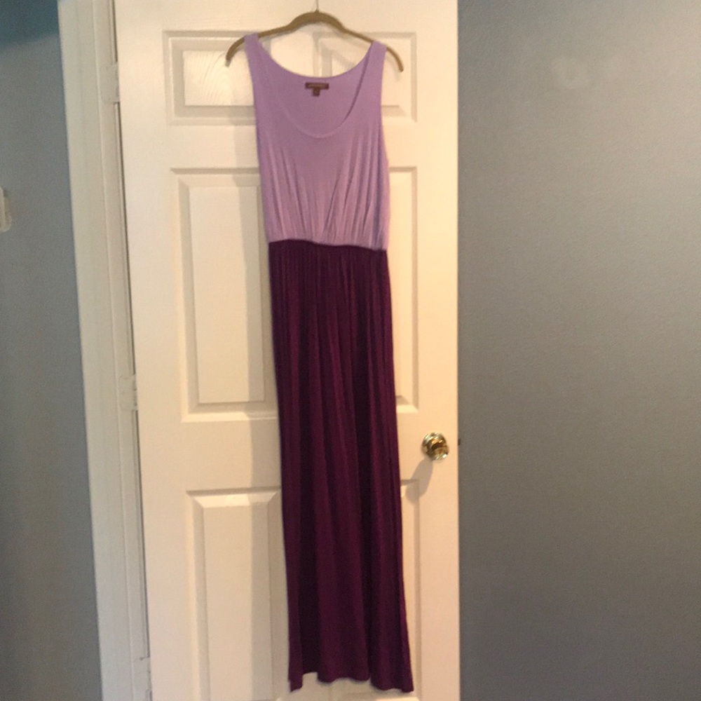 Sleeveless Lavender and Plum Colorblock Maxi Dress